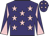 Purple, pink stars, diabolo on sleeves and stars on cap