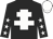 Black, white cross of lorraine, black sleeves, white stars, white cap