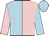 Light blue and pink (halved), sleeves reversed, light blue cap