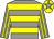 Grey body, yellow hooped, grey arms, yellow striped, yellow cap, grey star