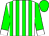 white, green stripes, green sleeves, white cuffs, green cap