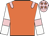 Orange, pink epaulets, white sleeves, pink armlets, pink cap, orange stars