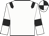 White body, black epaulettes, white arms, black armlets, white cap, black quartered