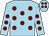 Light blue, maroon spots