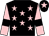 Black, pink stars, pink sleeves, black armlets, black cap, pink star
