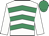 White, emerald green chevrons, white sleeves, cap