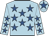Light blue, royal blue stars, light blue cap, royal blue star