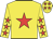 Yellow, red star, red stars on sleeves, red stars on cap