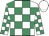 White and emerald green checked, white cap