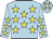 Light blue, yellow stars