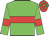 Green body, red hoop, green arms, red armlets, red cap, green hooped