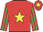 Red body, yellow star, red arms, big-green striped, red cap, yellow star