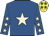 Royal blue, beige star, beige stars on sleeves, yellow cap, royal blue stars