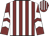 Maroon & white stripes, white chevrons on sleeves, striped cap