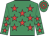 Emerald green, red stars, hooped cap