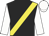 Black, yellow sash, white sleeves and cap