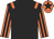 Black body, orange epaulettes, orange arms, black striped, orange cap, black star