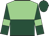 light green and dark green halved horizontally, light green armlets on dark green sleeves, dark green cap