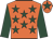 Orange, dark green stars and sleeves, orange cap, dark green star