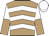 light brown, white chevrons, white and light brown halved sleeves, white cap