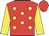 red, yellow spots, yellow sleeves, red cap