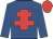 Royal blue, red cross of lorraine, red cap