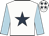 White body, dark blue star, light blue arms, white cap, dark blue stars