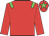 Red body, green epaulettes, red arms, red cap, green star