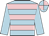 Light blue, pink hoops, light blue sleeves, quartered cap