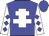 Blue body, white cross of lorraine, white arms, blue diamonds, blue cap