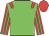 Green body, red epaulettes, red arms, green striped, red cap