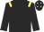 Black body, yellow epaulettes, black arms, black cap, yellow stars