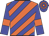 Orange and blue diagonal stripes, blue sleeves,orange armbands,hooped cap