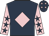 Dark blue, pink diamond, pink sleeves, dark blue stars, dark blue cap, pink stars