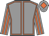 Grey, orange seams, striped sleeves and diamond on cap
