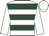 White, dark green hoops, white sleeves and cap