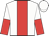 White, red stripe, white and red halved sleeves, white cap