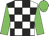 White and black check, Green sleeves and cap