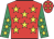 Red, Yellow stars, Emerald Green sleeves, Yellow stars, Red cap, Yellow stars