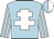 light blue, white cross of Lorraine, light blue sleeves with white stripes, light blue and white halved cap