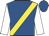 royal blue, yellow sash, white sleeves