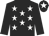 Black, white stars, black sleeves, black cap, white star