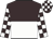 Brown and white halved horizontally, checked sleeves and cap