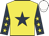 Yellow, dark blue star, dark blue sleeves, yellow stars, white cap