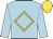 Light blue, gold diamond frame, gold hoop on sleeves, gold cap