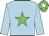 Light blue, green star, light blue arms, green cap, white star