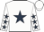 White, dark blue star, dark blue stars on sleeves, white cap