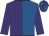 Royal blue & purple halved, purple sleeves, quartered cap