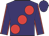 Purple, large red spots, red seams on sleeves, purple cap