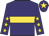 Purple, gold hoop, purple sleeves, gold stars, purple cap, gold star
